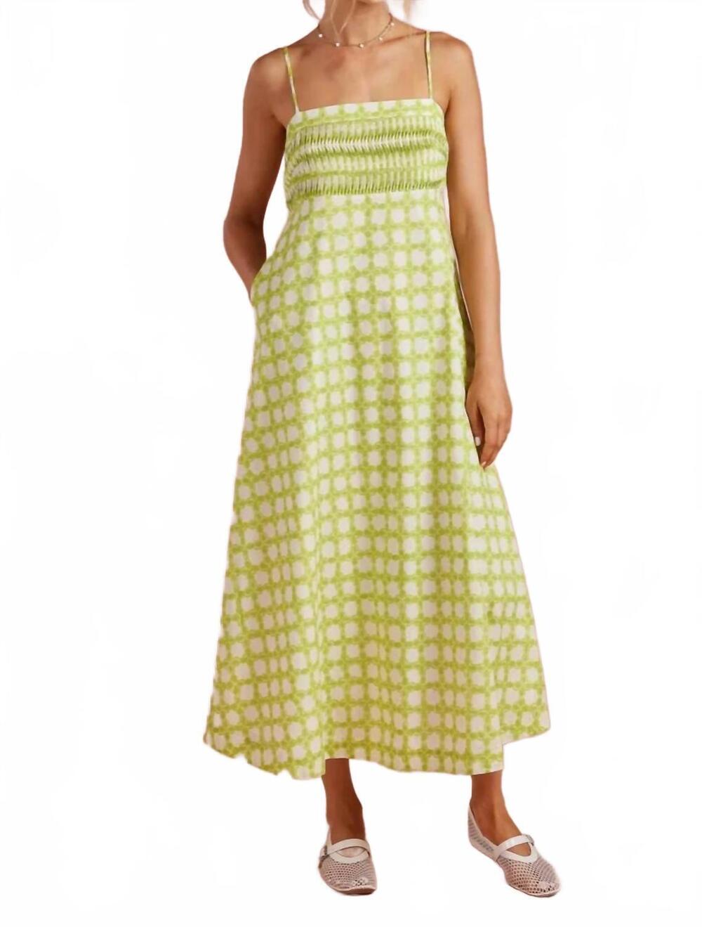 NEW STRUT & BOLT women's chainlink midi dress in chartreuse